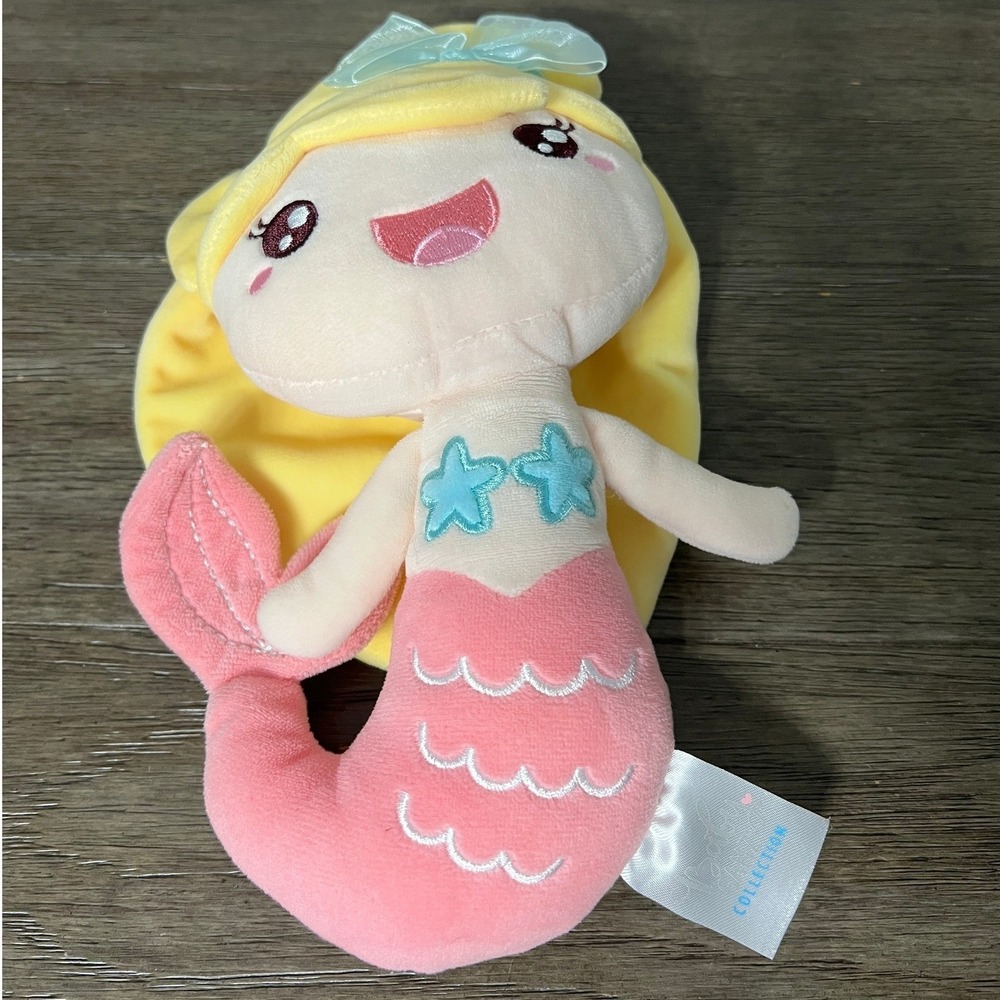 Baby Ganz Mermaid Plush Doll Stuffed Animal Toy Blonde Hair Pink Scales 9 inch